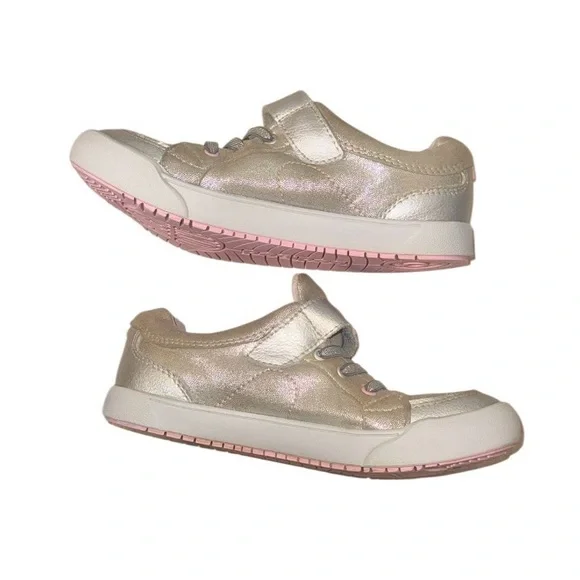 PEDIPED Dani Silver leather sneakers no tie girl’s tennis shoes size 33 1.5 2 - Picture 6 of 17